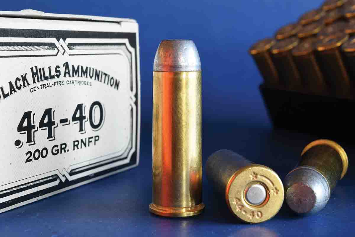 Factory-loaded 44-40 ammunition for Cowboy Action events is comfy to shoot and safe in old rifles and revolvers.